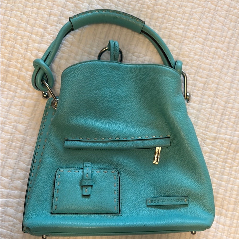 BCBGMaxAzria Turquoise Shoulder Bag with Silver Harware
